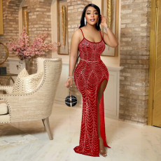 Fashion Sexy Sling Hot Diamond Split Long Dress CYA-9832