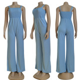 Solid High Waist Sleeve Strap Jumpsuit CY-6010