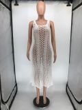 Sexy Crochet Hollow Out Sleeveless Midi Dress RUF-1303