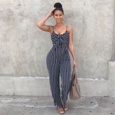 Sexy Striped Bow-Tie Strap Jumpsuit ZSD-0473