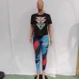 Casual Printed T Shirt And Pants 2 Piece Sets BN-9322