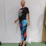 Casual Printed T Shirt And Pants 2 Piece Sets BN-9322