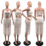 Sexy Tassel Drawstring Two Piece Skirt Sets LFDF-90040