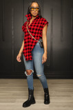 Casual Plaid Irregular Shirt Top YH-5260