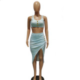 Sexy Striped Split Skirt Two Piece Sets BN-9326
