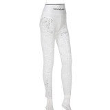 Fashion Lace Sexy Letter Printed High Waist Skinny Pencil Pants BLG-P144970