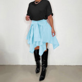 Solid Irregular Elastic Waist Skirt CH-8223