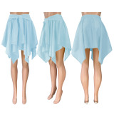 Solid Irregular Elastic Waist Skirt CH-8223