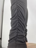 Plus Size Solid Split Top Stacked Pants 2 Piece Sets CQ-176