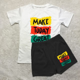 Casual Printed T Shirt And Shorts 2 Piece Sets DAI-8386
