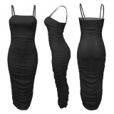 Sexy Mesh Ruched Slim Maxi Dress ME-Y886