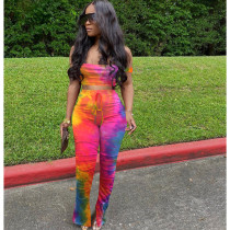 Tie Dye Crop Top And Pants Two Piece Sets ME-Q596