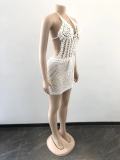 Sexy Crochet Hollow Out Mini Dress OSM-4356