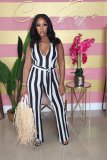 Sexy Striped Halter Backless Sashes Jumpsuit YIM-057