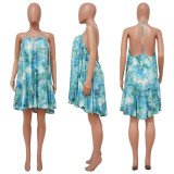 Casual Loose Summer Print Backless Dress YF-K10081
