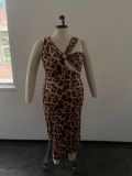 Plus Size Leopard Print Sleeveless Maxi Dress OSM2-5302