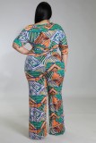Plus Size Printed Sashes Jumpsuit NK-8615