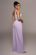 Solid High Waist Wide Leg Pants (Without Top)ANDF-1361