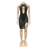 Sexy Hot Drilling Pearls Night Club Dress BY-5735