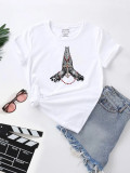 Cotton Casual Print Round Neck Short Sleeve T-Shirt QYYF-A085