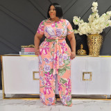 Plus Size Printed Two Piece Pants Sets OSIF-22256