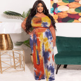 Plus Size Printed Two Piece Pants Sets OSIF-22256