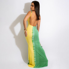 Sexy Printed Backless Sling Maxi Dress HNIF-HN083