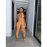Sexy Printed Halter Backless Jumpsuit YIBF-60158