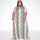 Plus Size Printed Short Sleeve Maxi Dress NNWF-7493