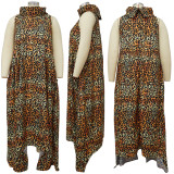 Plus Size Printed Sleeveless Loose Maxi Dress NNWF-7491