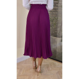 Fashion Elegant Solid Color Pleated Skirt LS-0373