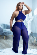 Sexy Halter Crop Top And Pants Two Piece Sets FNN-8675