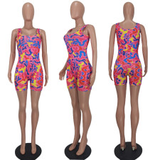 Fashion Casual Print Sleeveless Rompers YD-8617