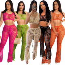 Sexy Crochet Hollow Out Two Piece Pants Sets OSM-4360