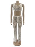 Sexy Crochet Hollow Out Two Piece Pants Sets OSM-4360