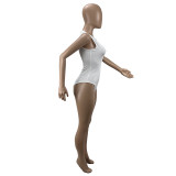 Solid Sleeveless Bodysuit+Shorts 2 Piece Sets CXLF-881
