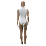 Solid Sleeveless Bodysuit+Shorts 2 Piece Sets CXLF-881