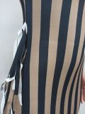 Casual Striped Tassel Long Dress YD-8624