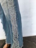 Plus Size Denim Ripped Hole Jeans Pants LX-5518