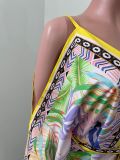 Floral Print Off Shoulder Sling Sashes Long Dress NIK-312