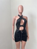 Sexy Halter Backless Hollow Out Bandage Mini Dress NIK-302