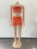 Sexy Velvet Tube Top And Shorts 2 Piece Sets OSM-3339