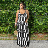 Plus Size Printed Sleeveless Sling Maxi Dress YFS-10108