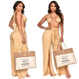 Sexy Solid Color Halter Top And Pants Two Piece Sets YF-K10105