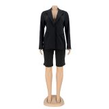 Solid Long Sleeve Blazer Coat+Shorts 2 Piece Sets SFY-MM205