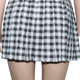 Plus Size Plaid Tube Top Mini Skirt 2 Piece Sets ONY-7007