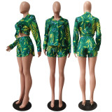 Sexy Printed Long Sleeve Shirt And Shorts 2 Piece Sets CM-8621