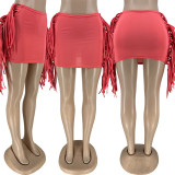 Solid Tassel Bodycon Mini Skirt FNN-8680