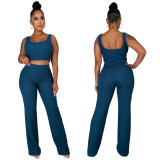 Casual Solid Color Vest And Pants Two Piece Sets YF-10077
