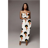 Sexy Sling Print Maxi Dress YF-9512